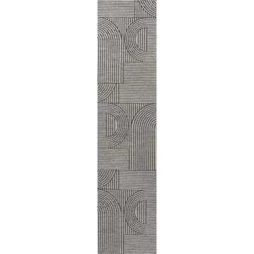 Zephyr Mid-Century Modern Arch Stripe Reversible Machine-Washable Indoor/Outdoor Area Rug
